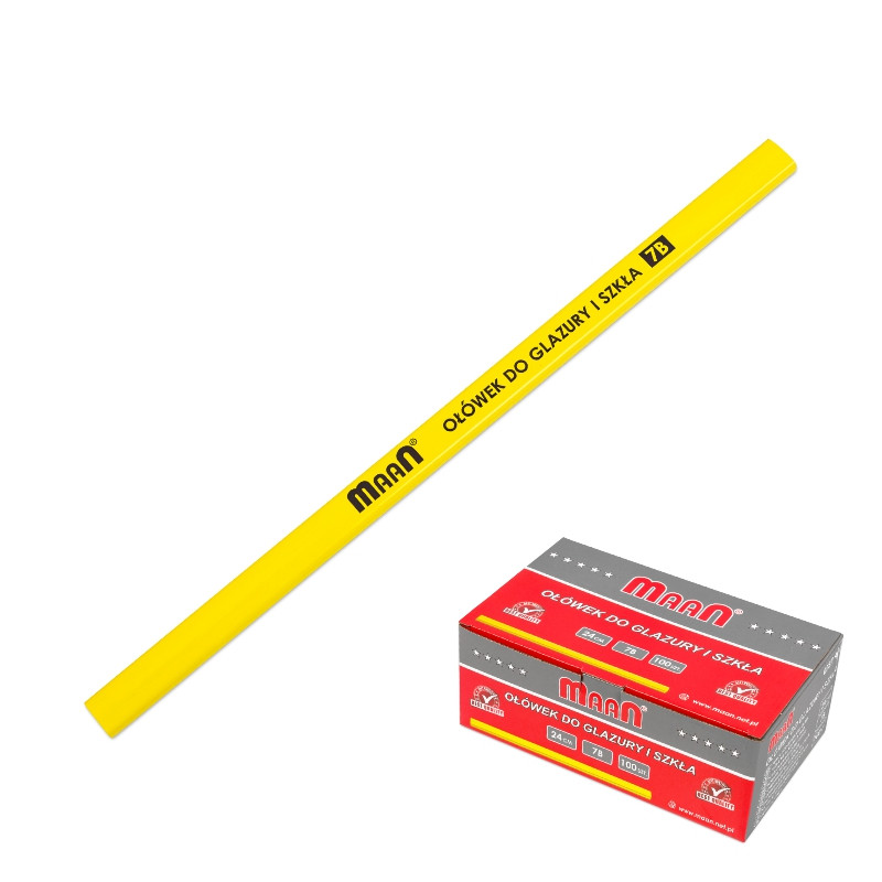 Ołówek do glazury i szkła/metalu 240mm  zółty