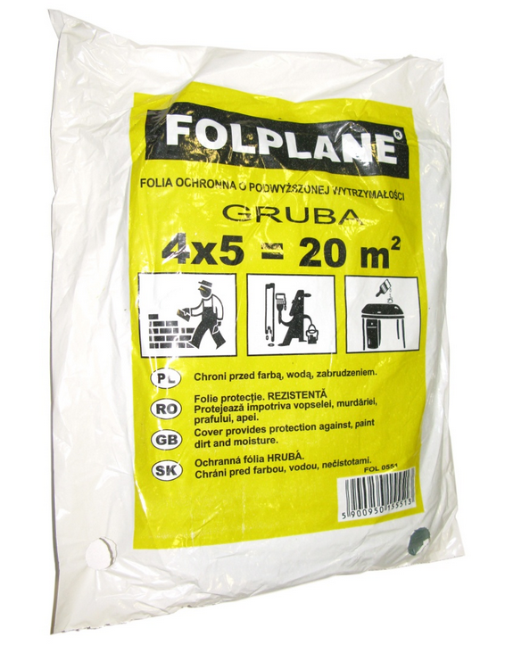 Folia malarska 4×5 gruba 0,3 (0,25) żółta  FOL0551