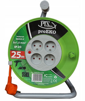 Przedłużacz na bębnie 3×1.5 25mb pomarańczowy