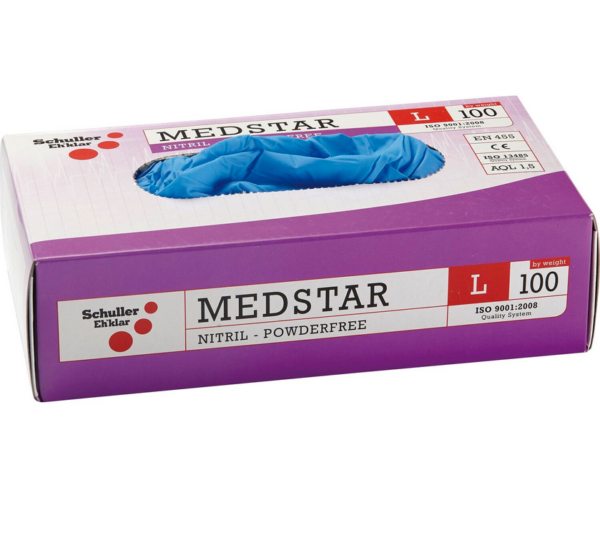 Rękawice latex MEDSTAR niebieskie, białe