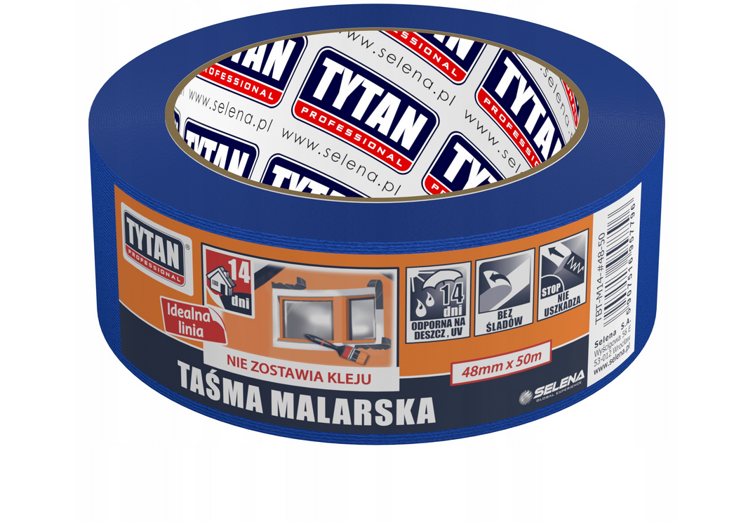 Taśma malarska 48x50m niebieska Tytan