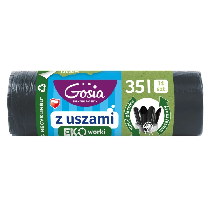Worki na śmieci czarne 35/14 z uszami