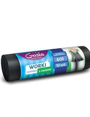 Worki na śmieci czarne 60/10 z uszami