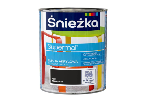Emalia akrylowa 0,8L czarna A501 mat Śnieżka