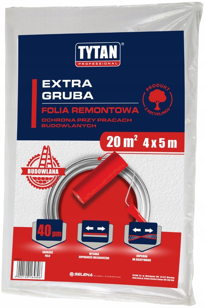 Folia malarska 4×5 extra gruba  0.9 szara Tyta