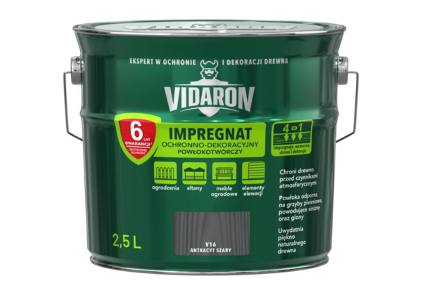 Impregnat do drewna Vidaron 2,5 Antracyt szary V16
