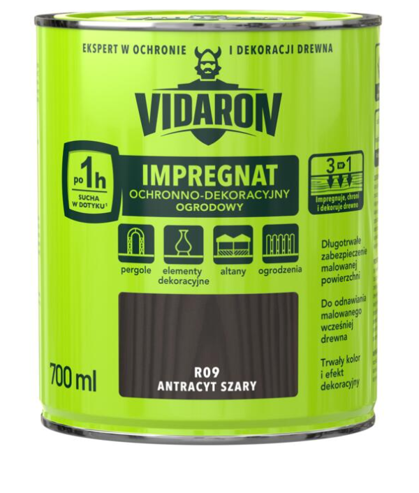 Impregnat ogrodowy Vidaron 0,7 Antracyt szary R09
