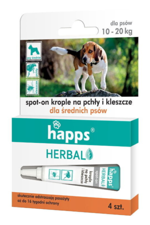Krople przeciw pchłom i kleszczom 10-20kg Happs-H