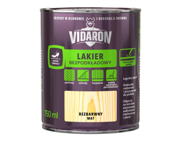 Lakier bezpodkładowy 0.75l bezbarwny mat Vidaron