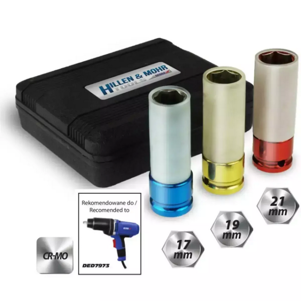 Nasadki udarowe do felg aluminiow 1/2 17, 19, 21mm