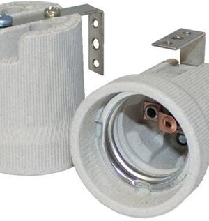Oprawka E-27 cermiczna z uchwytem