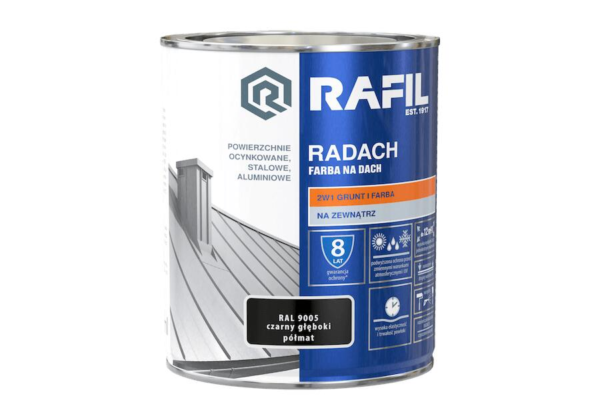 Radach farba na dach 0,75 czarny półmat RAL 9005