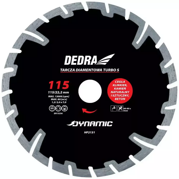 Tarcza diamentowa 125 turbo 22.2mm Dynamic