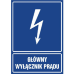 Naklejka “Główny wyłącznik prądu” niebieska 74×105