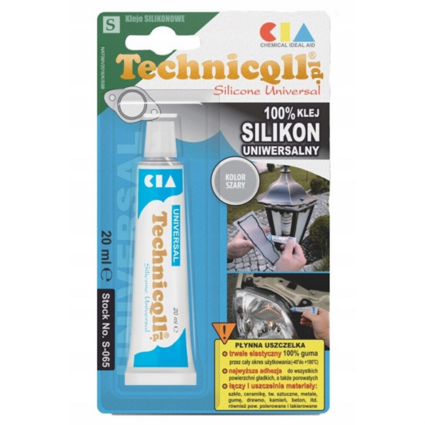Silikon uniwersalny szary tubka 20ml Technicol
