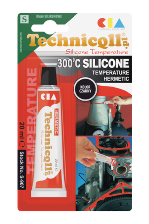 Silikon wysokotemperat 300″C czarny 20ml Technicol
