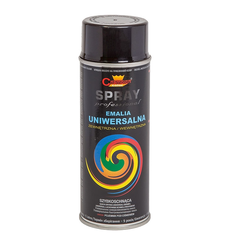Emalia spray czarny połysk 400ml Champion RAL 9005