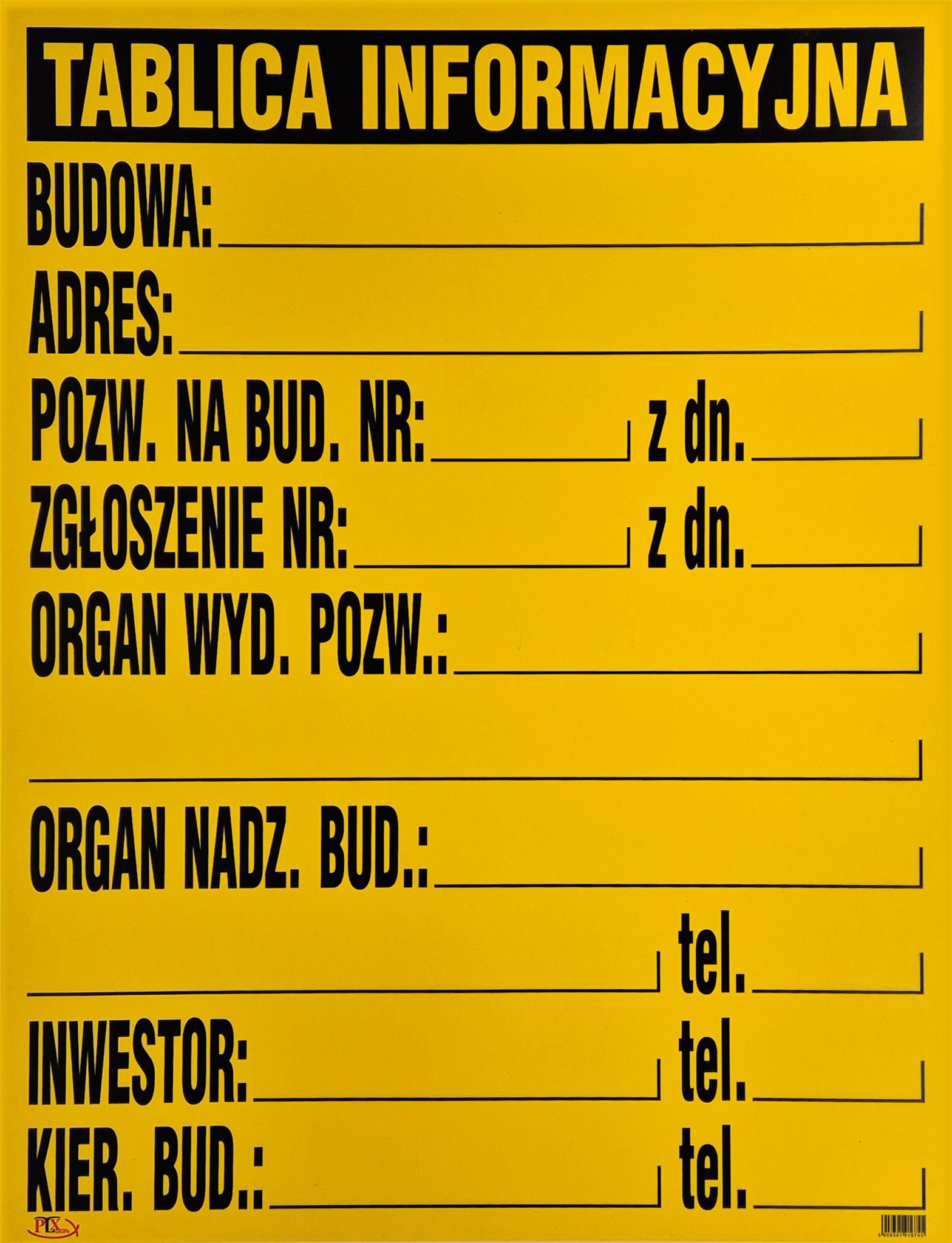 Tablica budowlana informacyjna duża 70×90