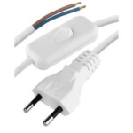 Przewód z wtyczką płaską z wyłącznikiem biały 2mb