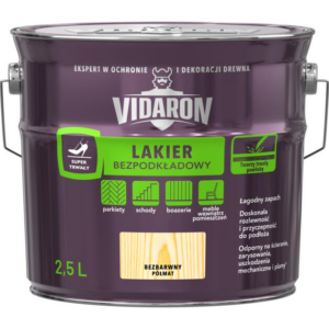 Lakier bezpodkładowy 2.5l bezbarwny półmat Vidaron
