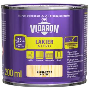 Lakier nitro 0.2l bezbarwny połysk. Vidaron