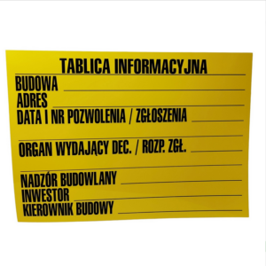 Tablica budowlana informacyjna mała 70×50